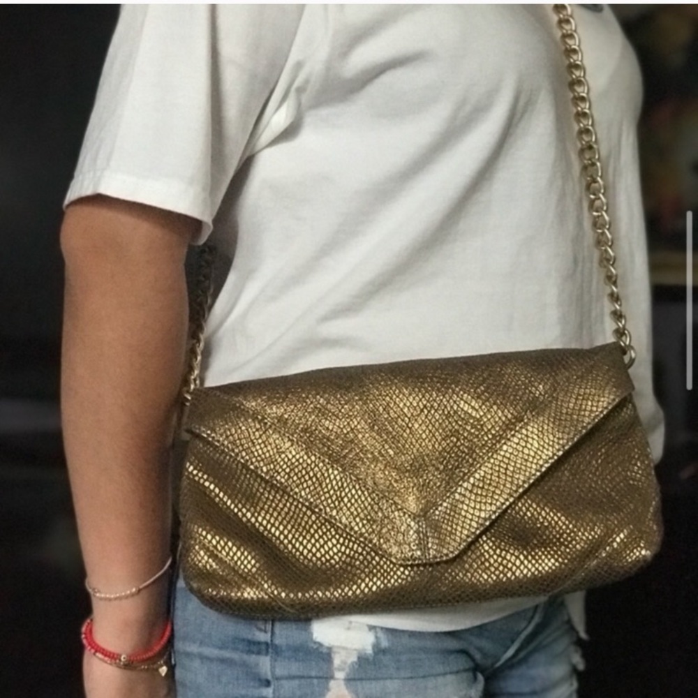 Foley + Corinna Gold leather crossbody gold chain